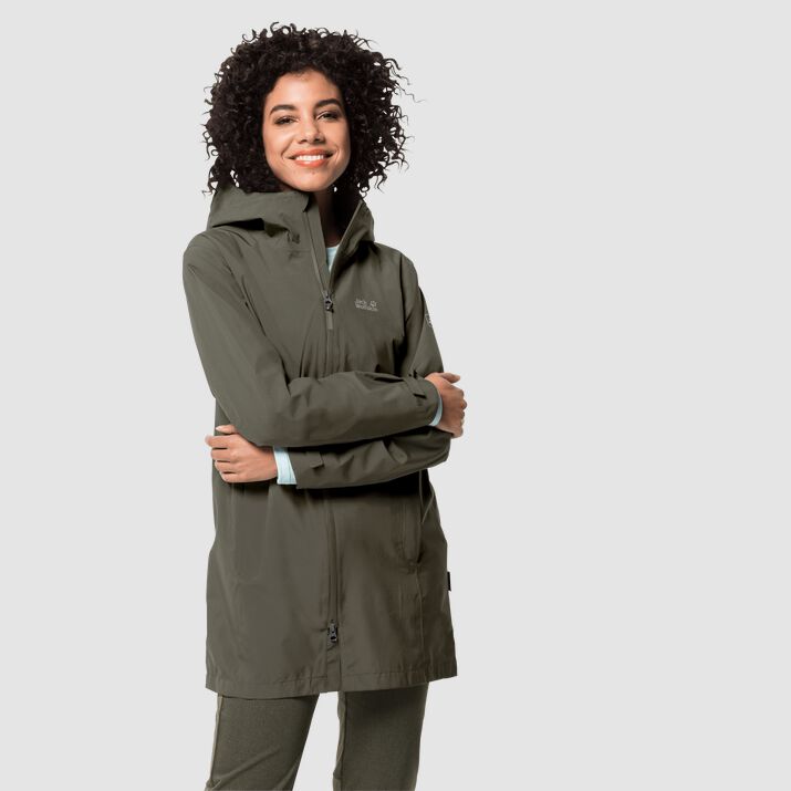 Abrigos Impermeable Jack Wolfskin Jwp Mujer Verdes Oscuro Mexico-1687512